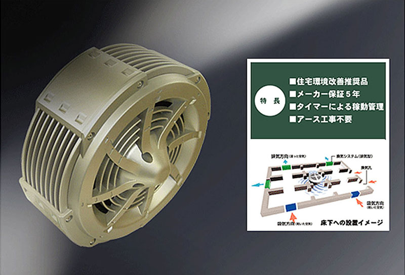 拡散型床下・小屋裏換気扇 スプレッドファン3 ｜床下換気扇｜製品紹介